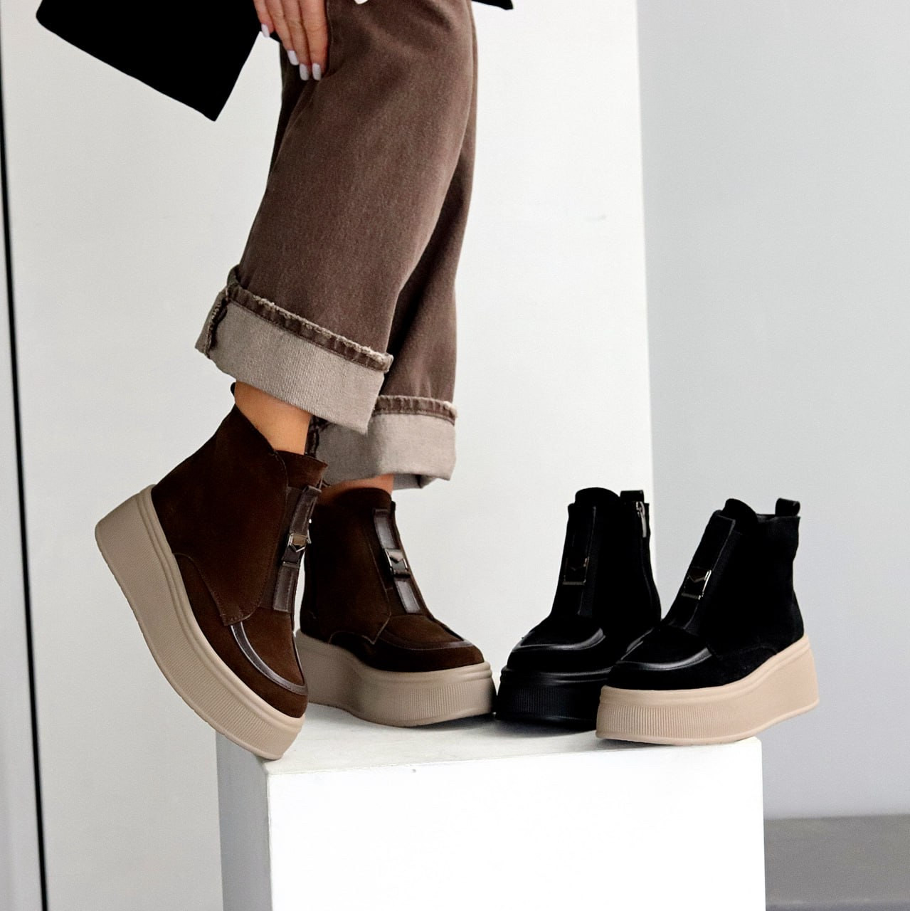 Жіночі зимові черевики, жіночі шкіряні хайтопи, жіночі зимові черевики, натуральні жіночі черевики, фото 1