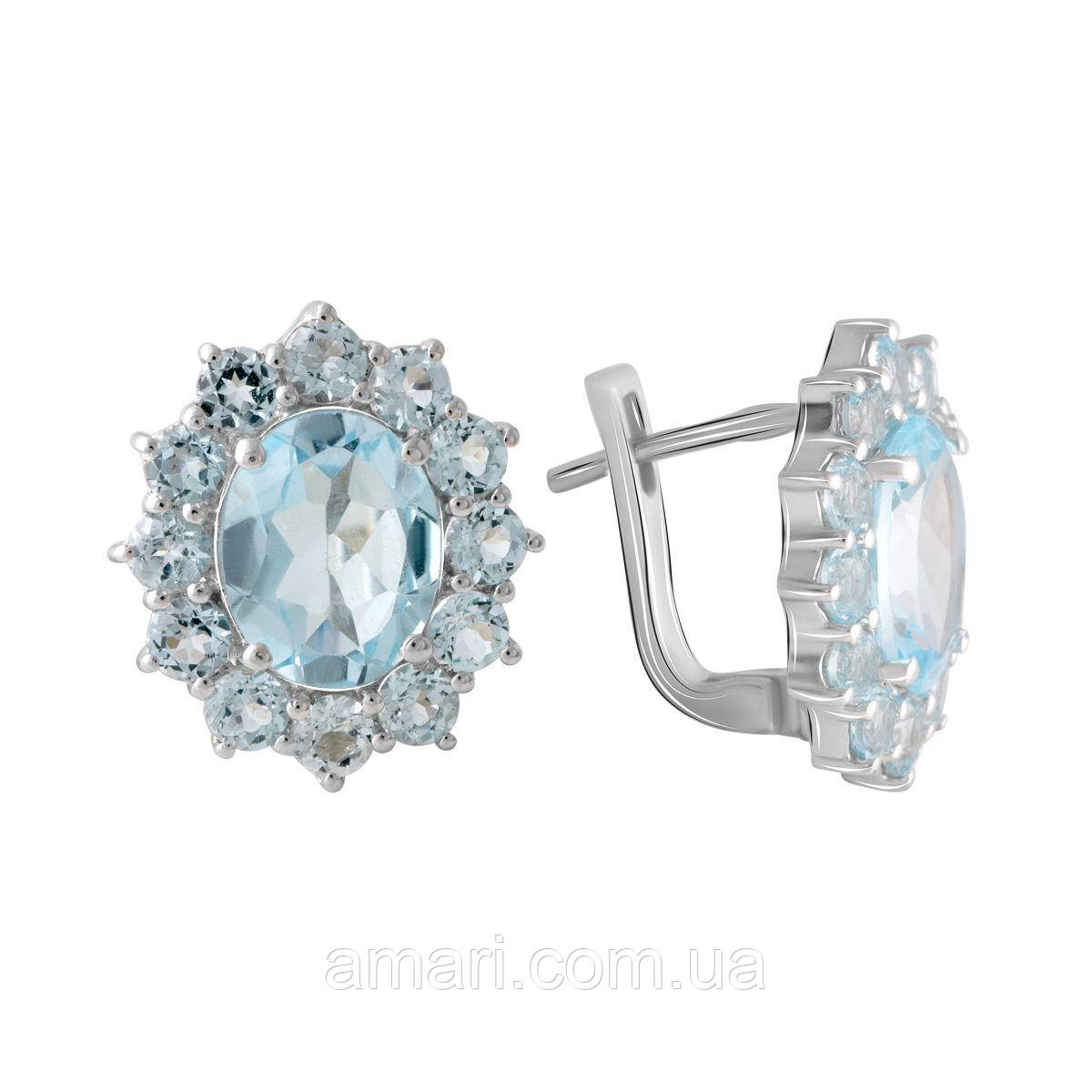 Срібні сережки Komilfo з натуральним топазом 8.42ct (2067979), фото 1