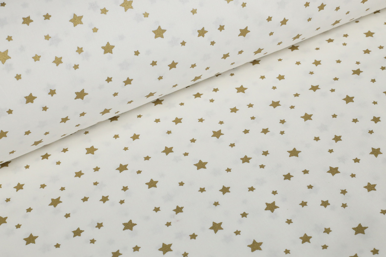 Ранфорс 240 см Зірочки золотисті на білому (залишок 2.50 мп)