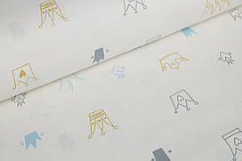 Ранфорс 240 см Корони блакитні і золотисті