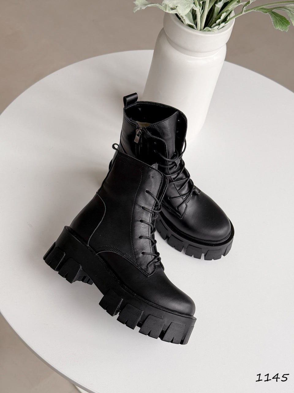 Жіночі шкіряні черевики зимові, жіночі зимові черевики, натуральні жіночі черевики на високій підошві, фото 1
