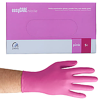 Рукавички | Нітрилові | Рожеві | розмір S | easyCARE ZARYS Pink - одноразові неопудрені для салонів краси 100 шт.