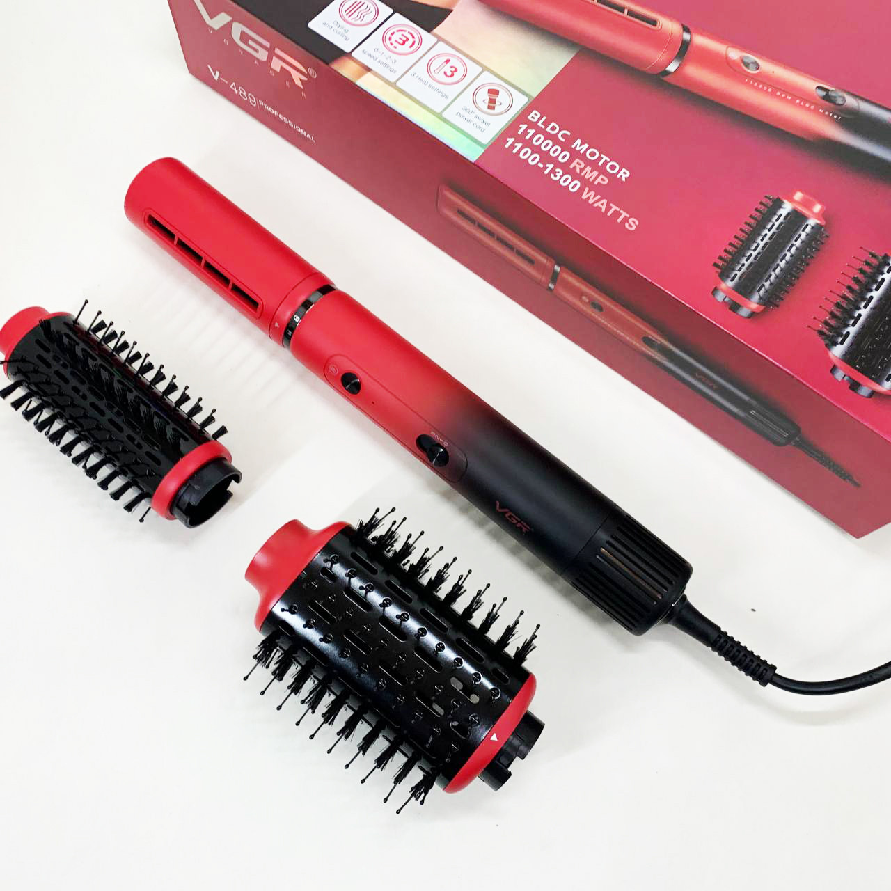 Професійний фен-гребінець з іонізацією VGR, Фен для укладки зачіски, Фен-гребінець для сушіння OQ-84, фото 1
