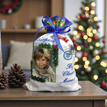 Мішок для солодощів з фотографією дитини на день Святого Миколая. Новий рік, Різдво