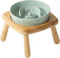 Керамічна миска для повільного годування собак Havniva 400 мл світло-зелена для дрібних та середніх порід проти заковтування