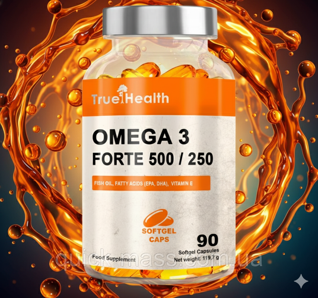 Омега-3 True Health Omega 3 Forte Strong EPA 500mg / DHA 250mg - 90 softgels, фото 1