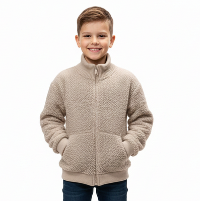 Худі для хлопчика на замку утеплене "Баранчик" бежеве