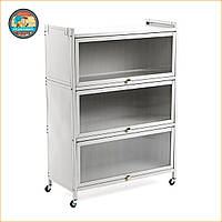 Шафа мобільна для зберігання розкладна триярусна з сталі 70х36х112,8см Світло-сірий SW-00002116