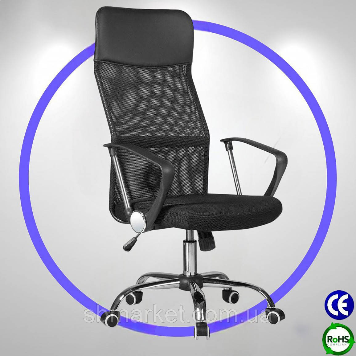 Крісло офісне / комп'ютерне Bonro Manager чорне. Гойдання та фіксація (TILT) для школяра, дому, офісу