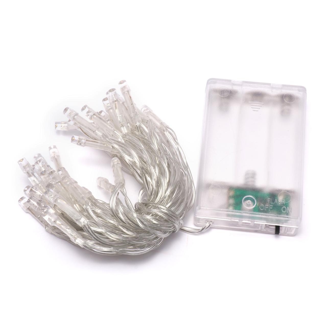 Гірлянда на батарейках 50 LED мульти світлодіодна гірлянда на прозорому дроті 2 Режими, фото 1