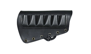 Патронташ на приклад на 6 патронів 12 калібру (шкіра, чорний)