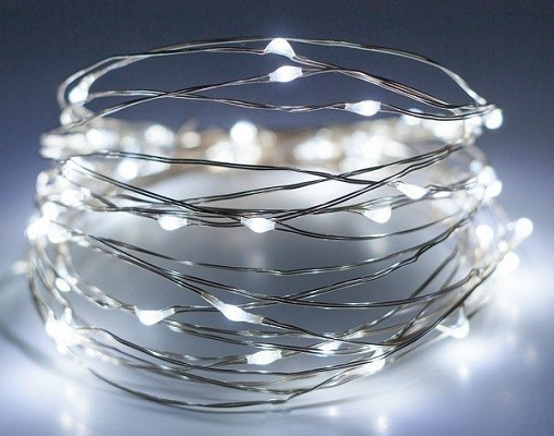 Світлодіодна гірлянда нитка Led Краплі роси на 100 світлодіодів 10 м на батарейках Біла, фото 1