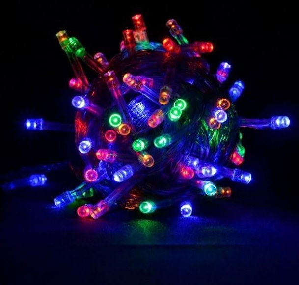 Світлодіодна гірлянда Led на 100 світлодіодів 8 м зелений дріт Мультиколір, фото 1