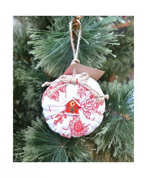 Ялинкова іграшка Прованс куля 8 см Біло-червоний (2223)