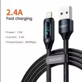 Кабель Toocki зі світлодіодним дисплеєм для iPhone 2м швидкої зарядки Lightning 2.4A USB-дрот X XR 8 7, фото 1