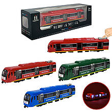 731-27K Іграшковий поїзд 3 кольори з підсвіткою, батарейки, у коробці 23×4×5 см