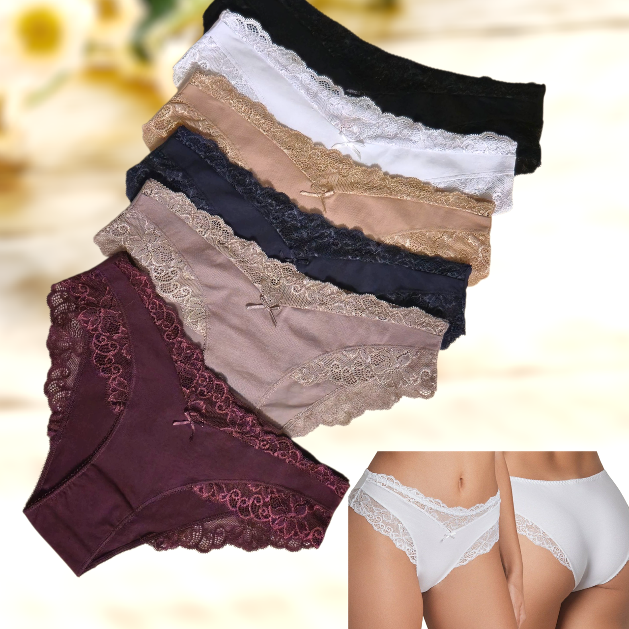 Труси жіночі La Vivas хлопкові з мереживом середня посадка 1 шт Розмір  L XL 2XL, фото 1