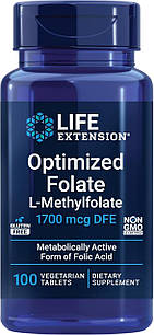 Life Extension Optimized Folate 1700 mcg DFE 100 вегетаріанських таблеток