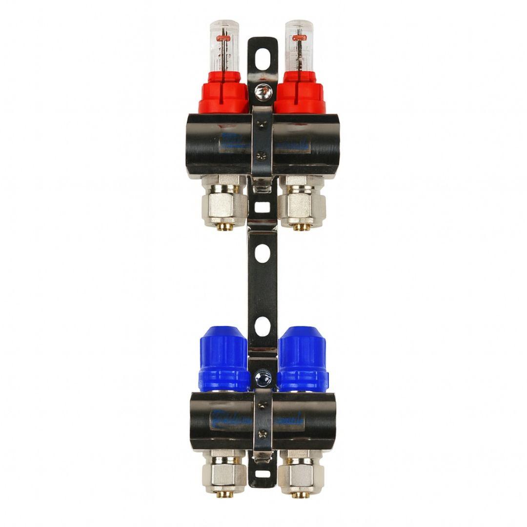 Колектор Gross 8504 1" - 3/4" на 2 виходи в зборі для теплої підлоги, фото 1