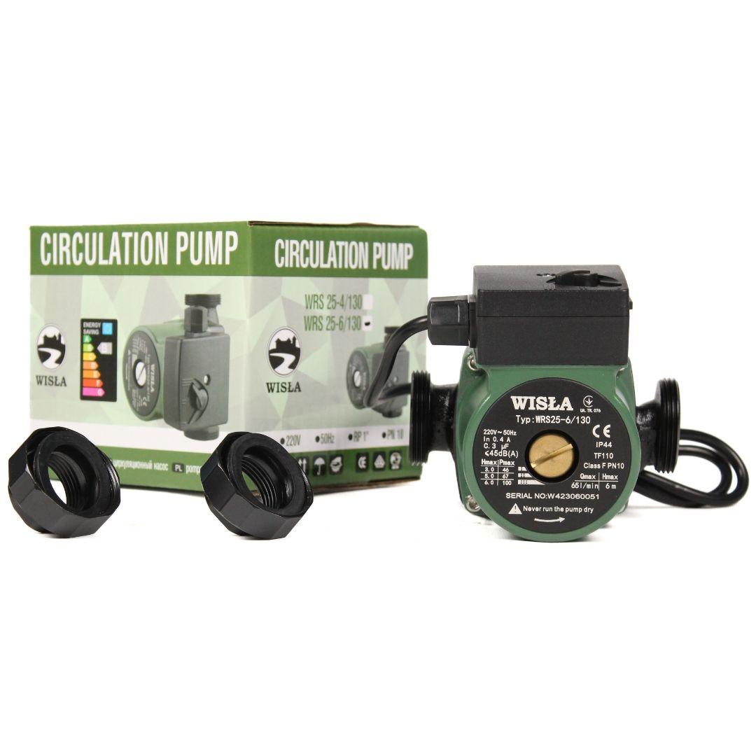 Циркуляційний насос Wisla WRS 25/4-130 + гайки 25 для системи опалення, фото 1