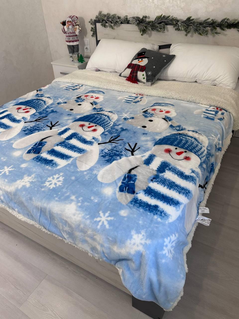 Плед новорічний на еко овчині Євро