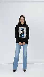 Жіноче худі з вишивкою та аплікацією Коса Сині квіти NORA KVITTIN MKNK3344