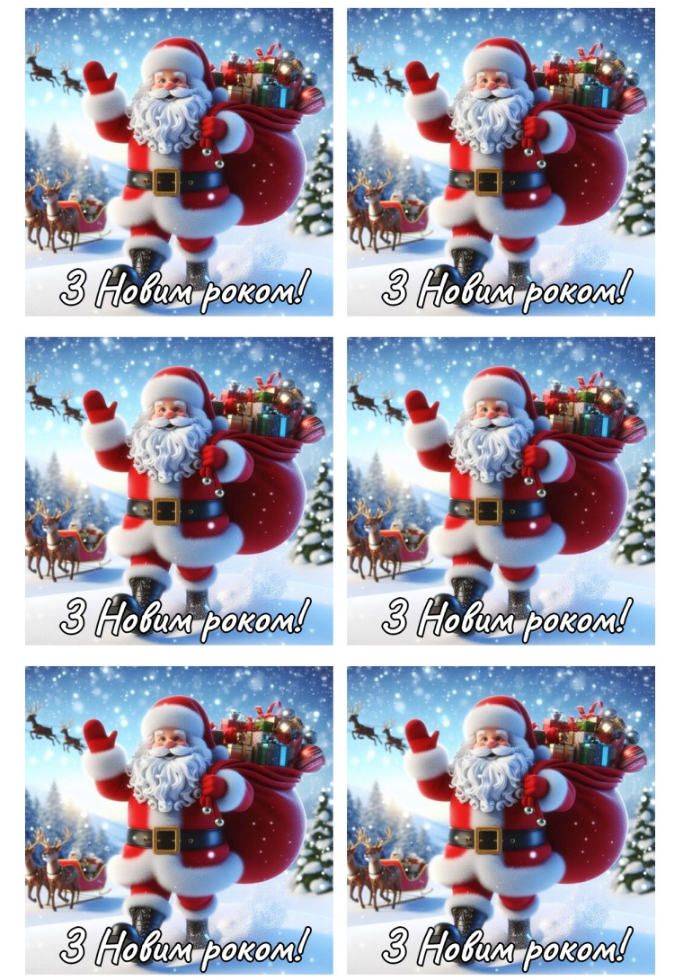 Вафельная картинка "З новим роком!" (6 квадратів), фото 1