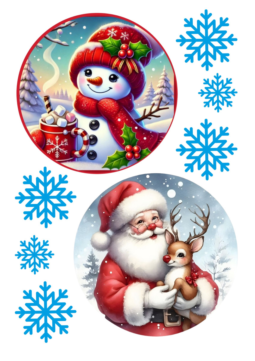 Вафельна картинка Дід Мороз і олень бенто, фото 1