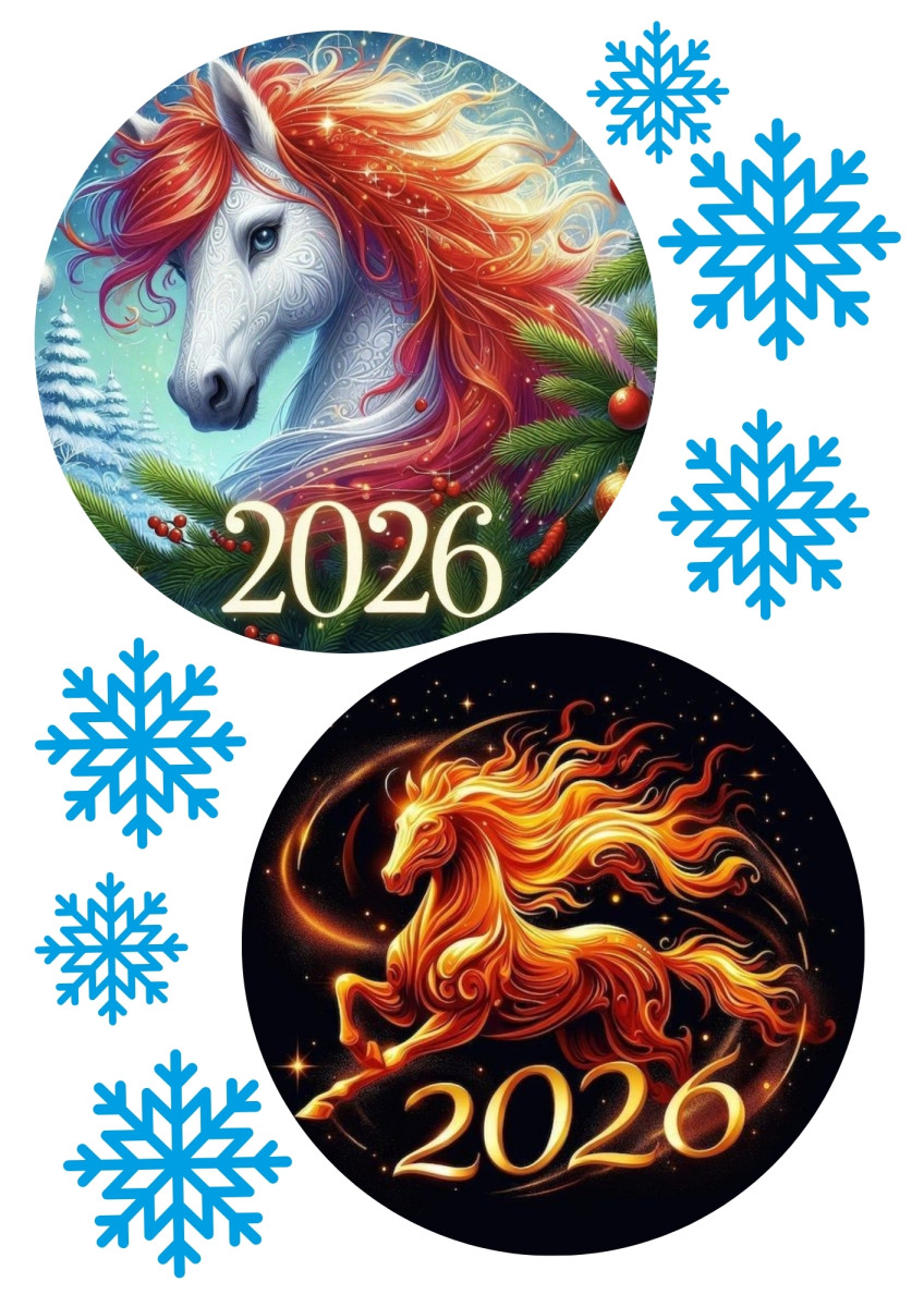 Вафельна картинка Кінь 2026 бенто, фото 1