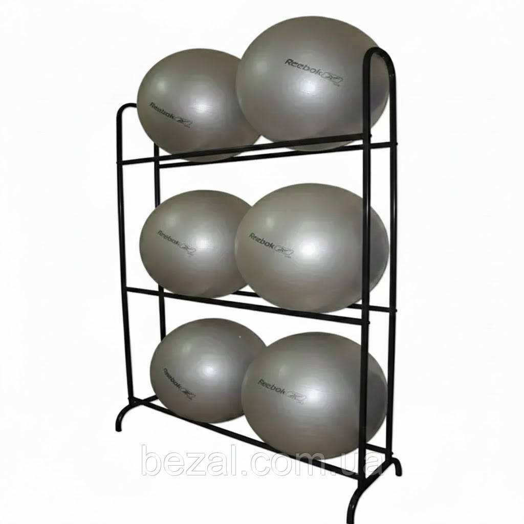 Стелаж для фітболів 1540х490х2130 (три полиці для м'ячів) Чорний Kompred OL160/3, фото 1