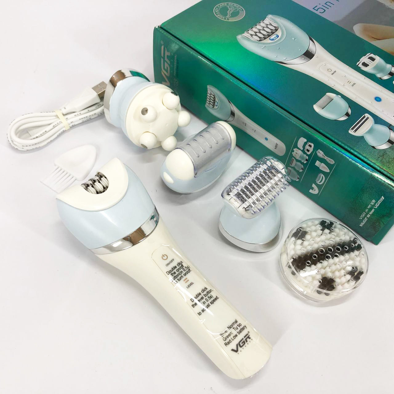 Епілятор з насадками для чутливих зон VGR V-703, Хороший якісний епілятор для жінок FB-14