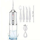 Іригатор для чищення зубів та порожнини рота Oral Irrigator з акумулятором та змінними насадками. Колір: білий JR-16, фото 4