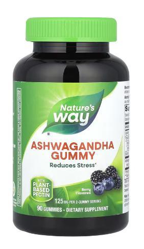 Ашваганда Nature's Way жувальні таблетки ашваганди, ягоди, 90 жувальних таблеток, фото 1