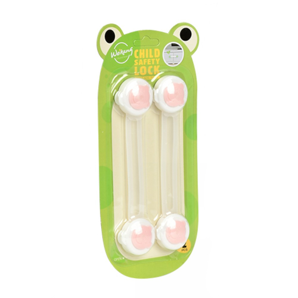 Набір блокіраторів на двері Weikang R94780 пластик 2 шт 16х3.5 см Прозорий із біло-рожевим