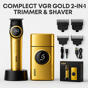 Тример і шейвер комплект VGR GOLD 2 в 1 V977 V377 професійна машинка для стрижки бороди бритва в нуль чоловічий барбер
