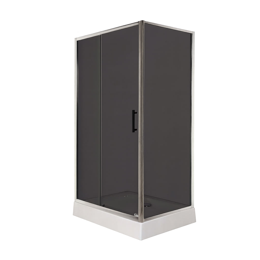 Душова кабіна Insana Fiona Grey 110х80х205 см на низькому піддоні хром тоноване скло 6мм розсувні двері