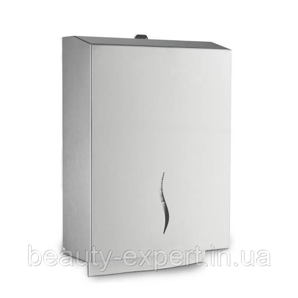 Диспенсер для паперових рушників V-складання з нержавіючої сталі AISI 304 на 300 листів, фото 1