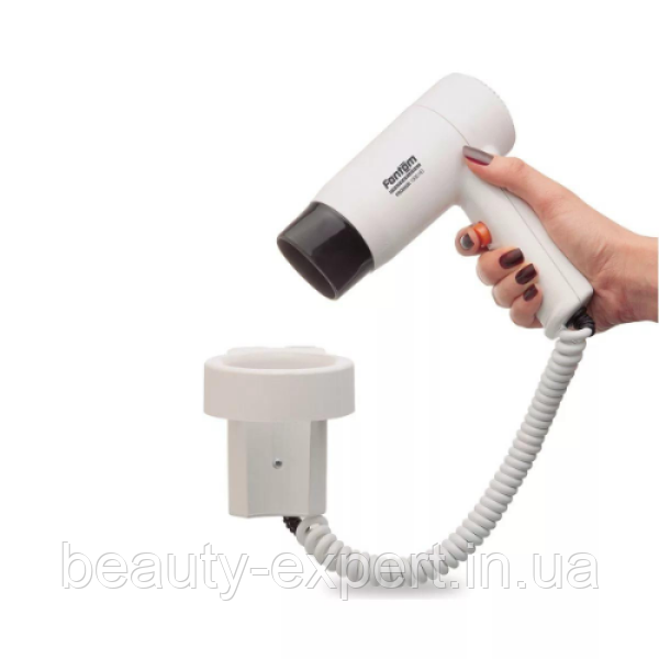 Фен готельний настінний для сушіння волосся білий 1000 Вт, фото 1