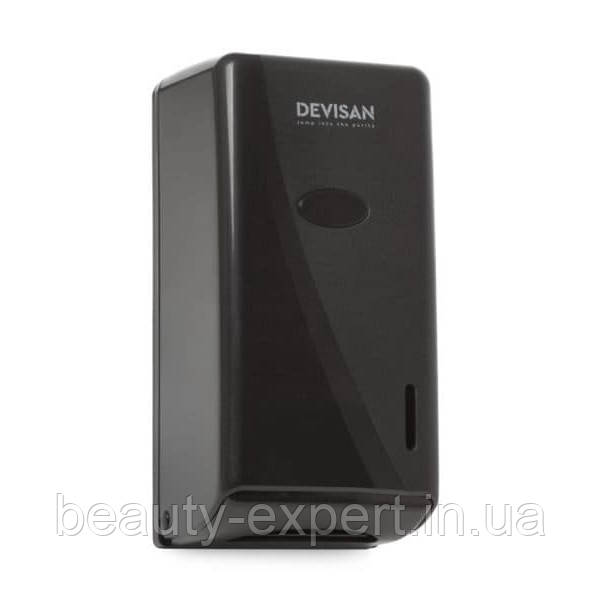 Настінний диспенсер для листового туалетного паперу чорний пластик, фото 1