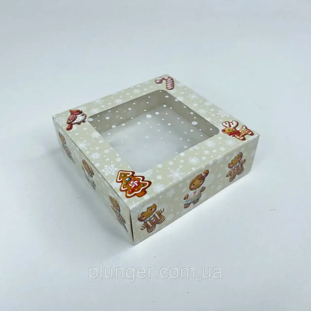 Коробка для печива, пряників, з вікном, 9*9*3 см Пряня, фото 1
