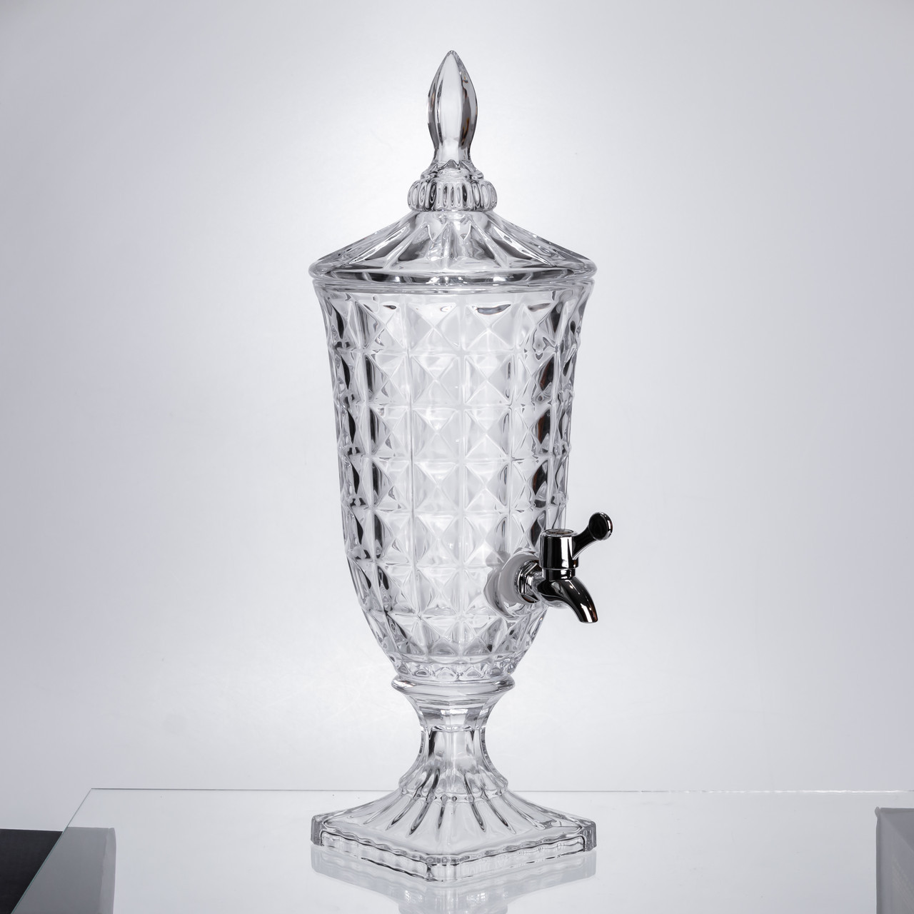 Лимонадниця з краном на підставці скляна 2 л лимонадник 46 см прозорий HP-19-12F, фото 1