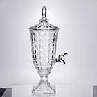 Лимонадниця з краном на підставці скляна 2 л лимонадник 46 см прозорий HP-19-12F, фото 4