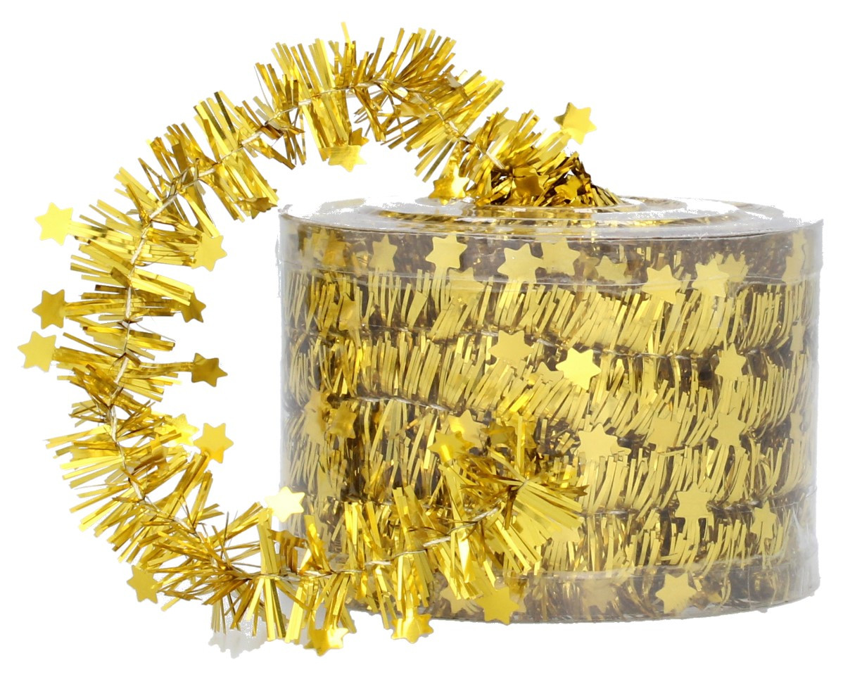 Мішура декоративна із зірками Chomik 7 м, золотиста