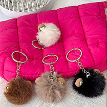 Брелок хутро "Бубон із вушками серця".