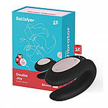 Вібратор для пар, подвійний вібромасажер Satisfyer Double Joy силіконовий, з додатком, фото 2