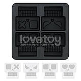 Форма для льоду, форма для шоколаду Lovetoy силіконова з кришкою 4 черепи 3x3 см, фото 5