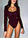 Боді з люрексу з ефектним декольте бордового кольору, фото 4