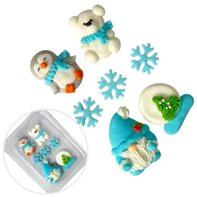 Набір кондитерських цукрових прикрас Новорічний блакитний 2D, фото 1