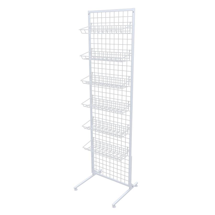 Торгова сітка-стійка 50х180 з кошиками 50х15, біла