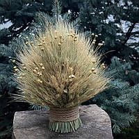 Різдвяний Дідух із остистого пшеничного колосся і льону 30 см